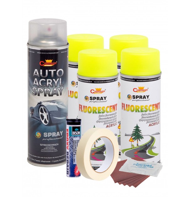 Kit Complet Reparatie Si Vopsire Jante Culoare Galben Fluorescent, V4