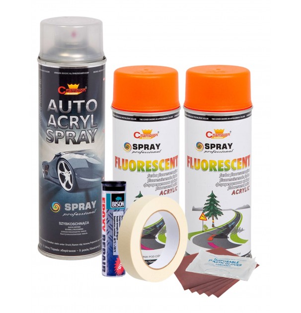 Kit Complet Reparatie Si Vopsire Jante Culoare Orange Fluorescent, V2