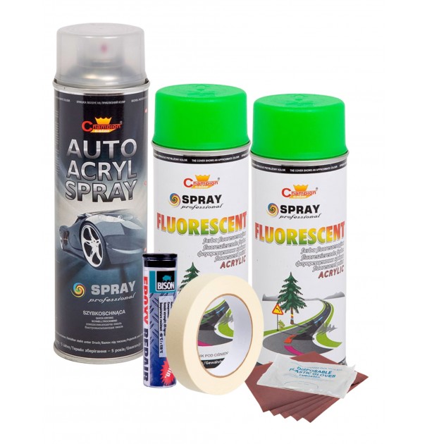 Kit Complet Reparatie Si Vopsire Jante Culoare Verde Fluorescent, V2