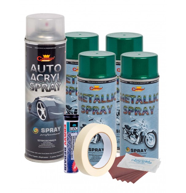 Kit Complet Reparatie Si Vopsire Jante Culoare Verde Metalizat, V4