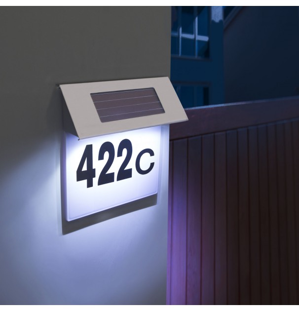 Placa Numar Casa Iluminata Led, Incarcare Solara, Carcasa Din Inox