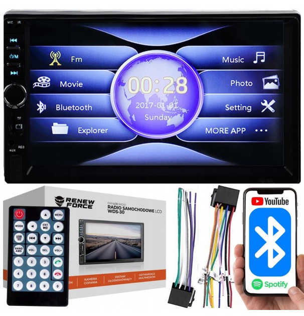 Player Video Auto, Dimensiune 2Din, Touchscreen De 7 Inch, 4 X 50W, Model Wds-30 Cu Bluetooth, Handsfree, Radio, Mp3, Wma, Mp4, Aux, Card, Telecomanda, Functie Camera Marsarier