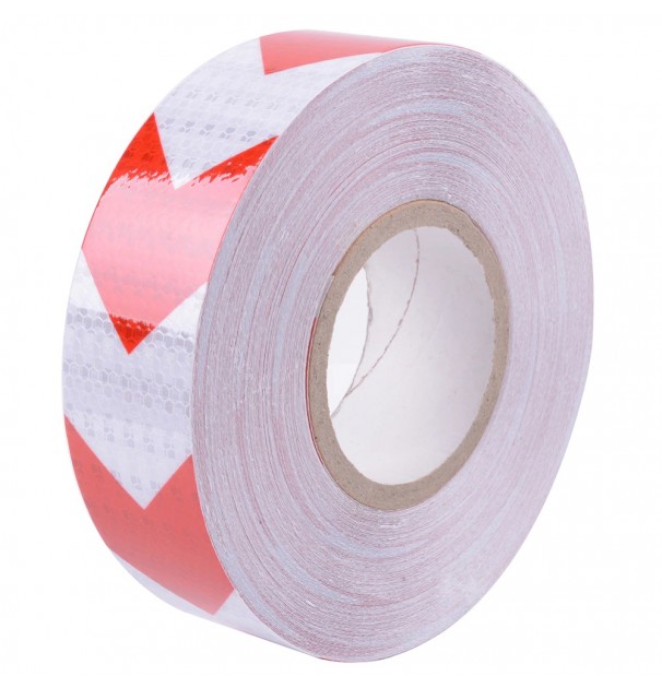 Banda Reflectorizanta Adeziva Tip Fagure - Sageata Rosu-Alb (Rola 5Cm X 25M)