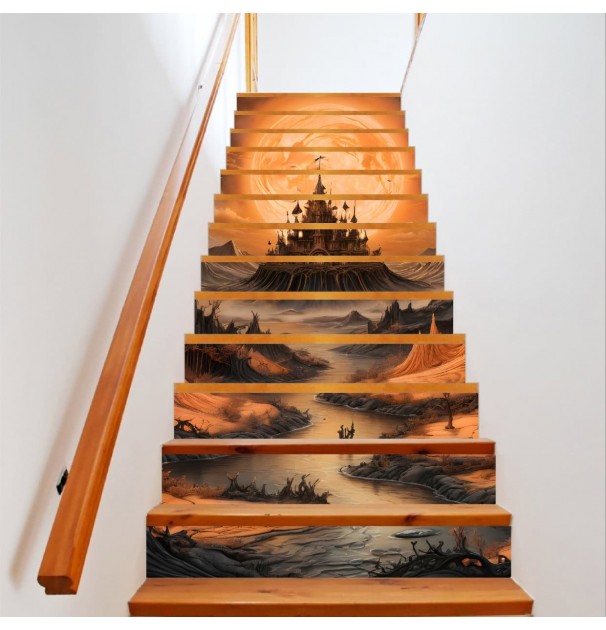 Sticker Decorativ Pentru Scari Interioare, Print Autoadeziv De Inalta Rezolutie, Dimensine 200 X 124 Cm, NutuShopAll