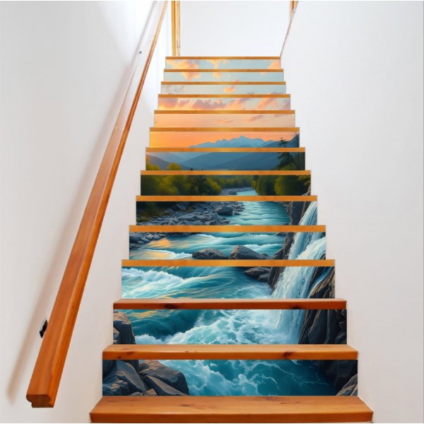 Sticker Decorativ Pentru Scari Interioare, Print Autoadeziv De Inalta Rezolutie, Dimensine 200 X 124 Cm, NutuShopAll