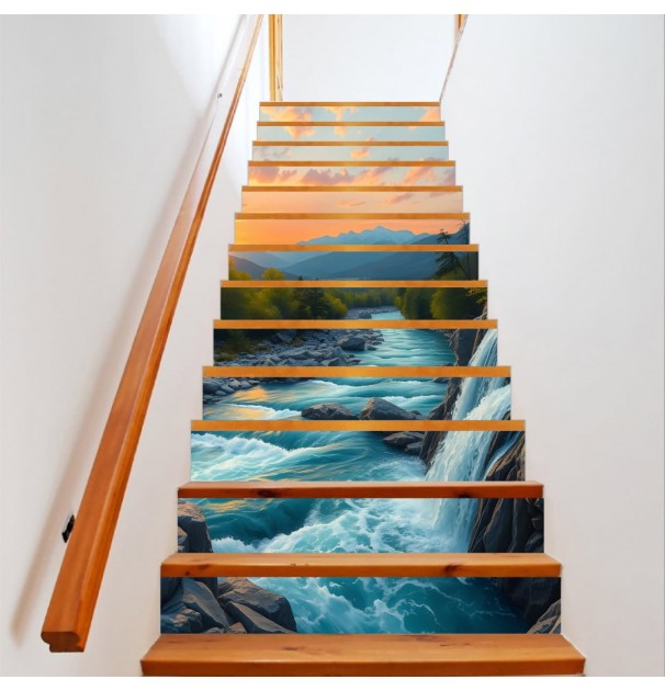 Sticker Decorativ Pentru Scari Interioare, Print Autoadeziv De Inalta Rezolutie, Dimensine 200 X 124 Cm, NutuShopAll