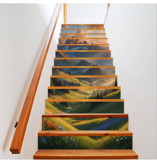 Sticker Decorativ Pentru Scari Interioare, Print Autoadeziv De Inalta Rezolutie, Dimensine 200 X 124 Cm, NutuShopAll