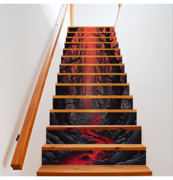 Sticker Decorativ Pentru Scari Interioare, Print Autoadeziv De Inalta Rezolutie, Dimensine 200 X 124 Cm, NutuShopAll