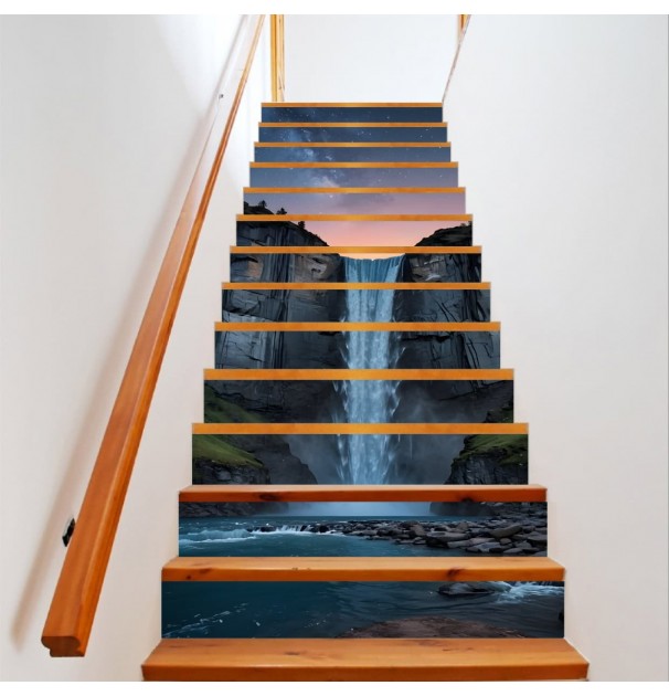 Sticker Decorativ Pentru Scari Interioare, Print Autoadeziv De Inalta Rezolutie, Dimensine 200 X 124 Cm, NutuShopAll