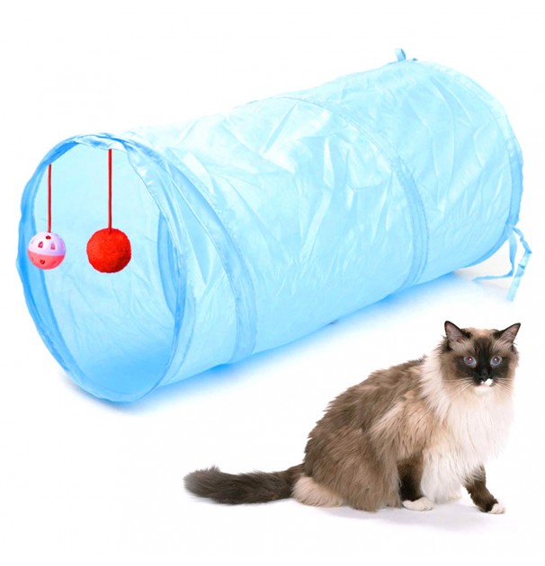 Jucarie Pentru Pisica De Tip Tunel, Lungime 50 Cm, Culoare Albastru