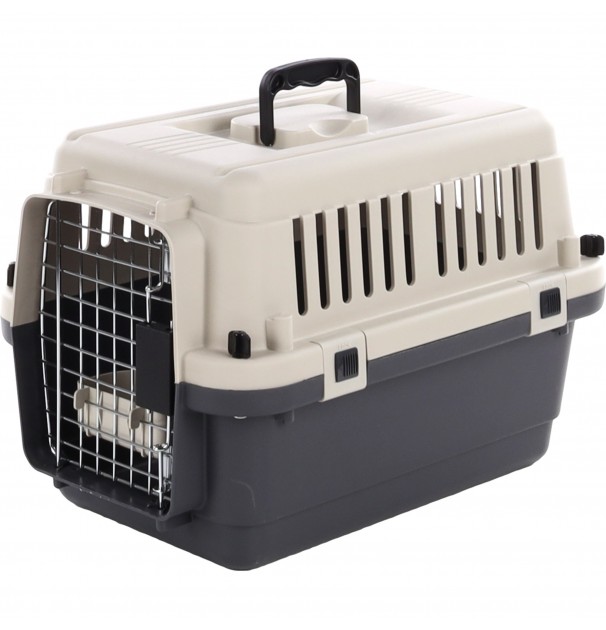 Cusca Pentru Transport Caini Sau Pisici, Karlie Nommand, Marime S, Dimensiuni 60 X 40 X 40 Cm, Culoare Gri/Alb