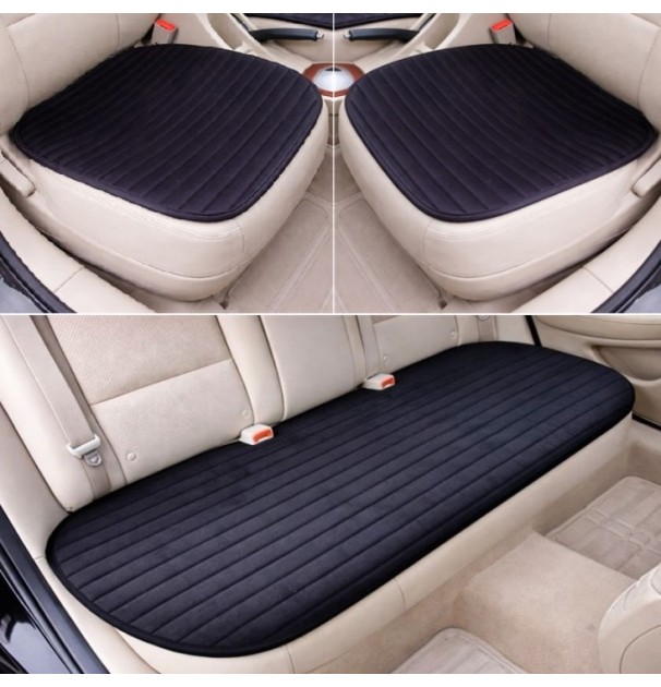 Set 3 Piese, Protectii Scaune Si Bancheta Auto, Universale, Confortabile, Din Material Textil, Culoare Neagra