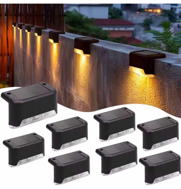 Set 8 Lampi Solare Led Pentru Iluminat Scari Exterioare Cu Senzor Crepuscular