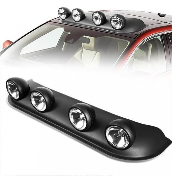 Ansamblu Format Din 4 Proiectoare Cu Led Si Angel Eyes, Montaj Pe Plafon Sau Capota, Alimentare 12V, Lungime 85Cm, Destinat Vehiculelor Off-Road