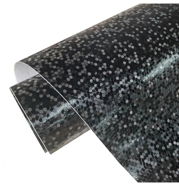 Folie Auto Decorativa Premium Honeycomb Black, Model Hexagonal 3D, Autoadeziva, Rezistenta Uv, Dimensiune 150 X 100Cm Folie Auto Decorativa Premium Honeycomb Black, Model Hexagonal 3D, Autoadeziva, Rezistenta Uv, Dimensiune 150 X 100Cm