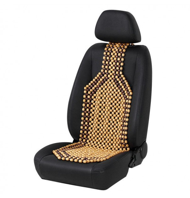 Husa Pentru Scaun Auto Cu Bile De Masaj Din Lemn, Culoare Bej/Maro