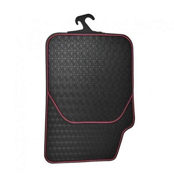 Covorase Auto Universale, Din Cauciuc Sintetic Moale, Culoare Neagra Cu Dunga Rosie