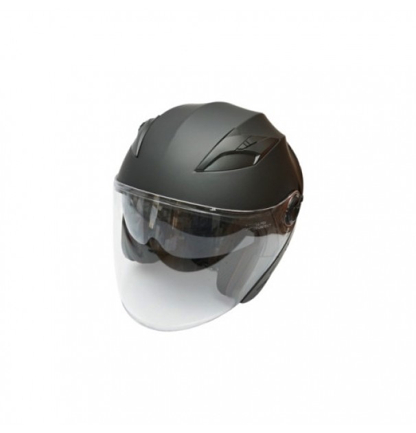 Casca Moto Tip Jet Neagra Cu Viziera Transparenta Si Ochelari De Soare, Marimea L, Model Urban Casca Moto Tip Jet Neagra Cu Viziera Transparenta Si Ochelari De Soare, Marimea L, Model Urban